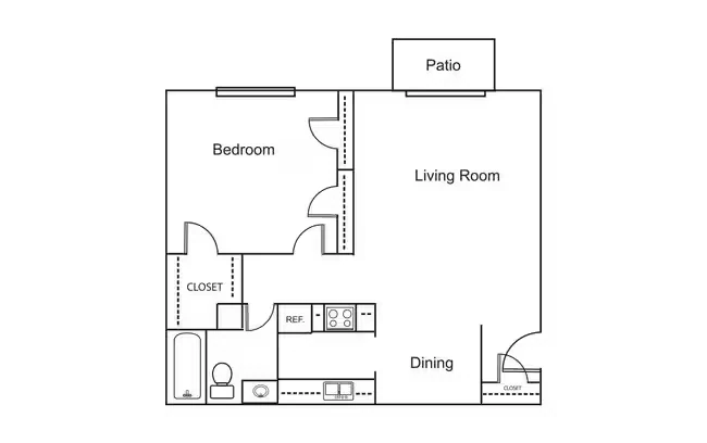 1 Bedroom / 1 Bath 259 floor plan